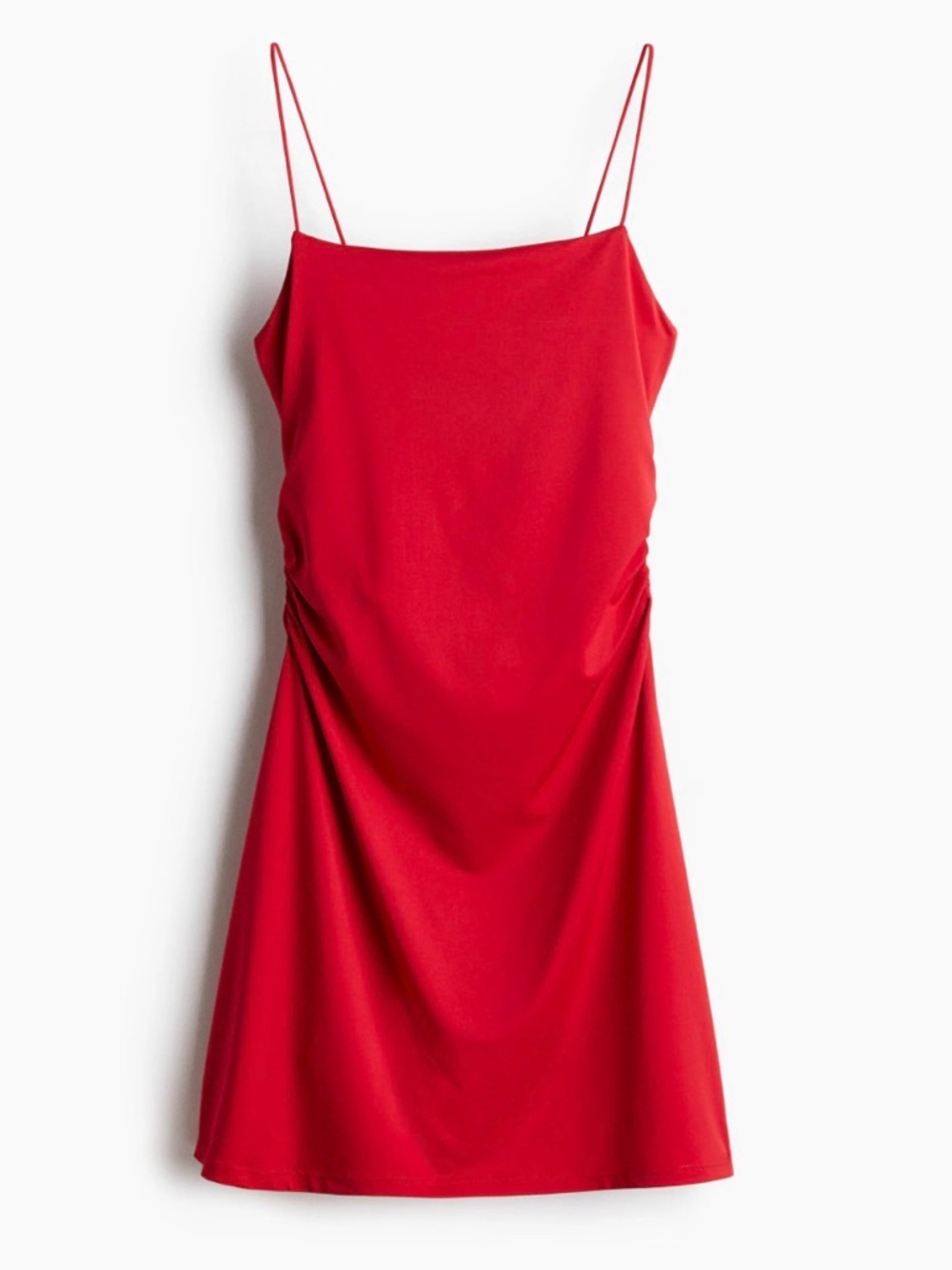 H&M Divided Red Ruched Bodycon Mini Dress